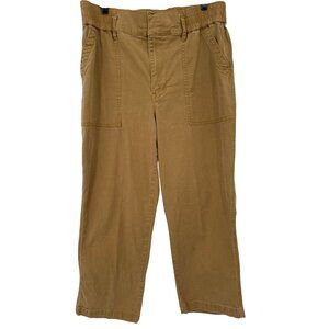 CABI Womens pants size 14 Discovery trousers cropped Khaki Cotton Elastic